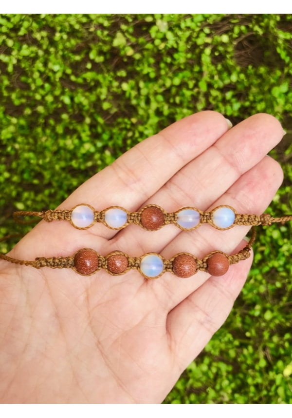 Conjunto com 2 pulseiras, Pedra da Lua/Pedra do Sol