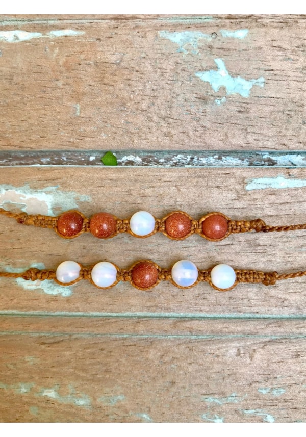 Conjunto com 2 pulseiras, Pedra da Lua/Pedra do Sol