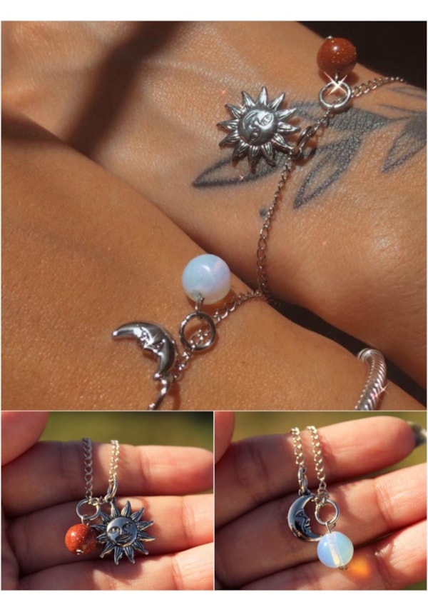 Conjunto com 2 pulseiras Sol e Lua - Metal - com embalagem