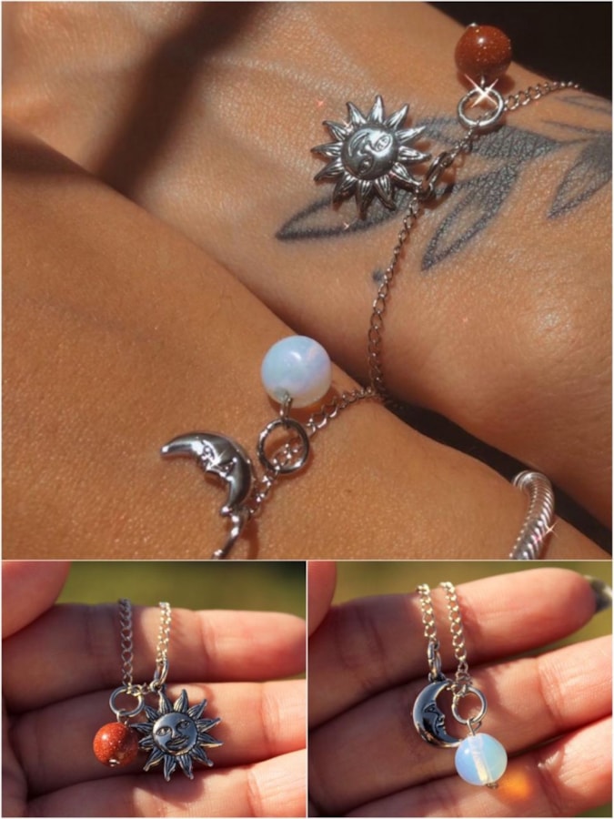 Conjunto com 2 pulseiras Sol e Lua - Metal - com embalagem — imagem 1
