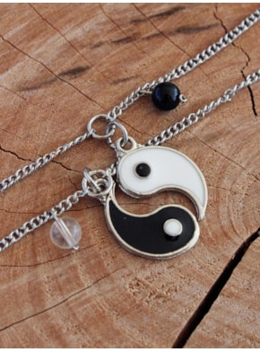 Conjunto com 2 Pulseiras Yin Yang - com Pedrinhas