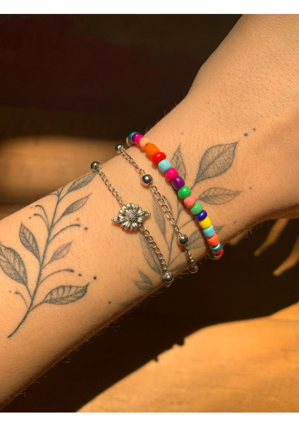 Conjunto de Pulseiras Miçanga e Girassol