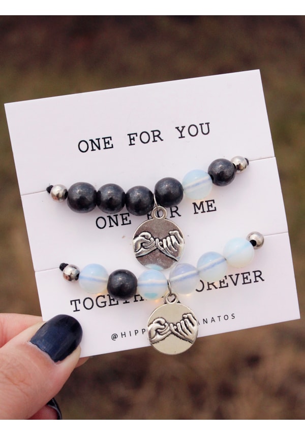 Conjunto de Pulseiras Promise - Hematita e Pedra da Lua