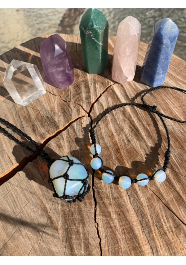 Conjunto Pedra da Lua - Colar + Shambala
