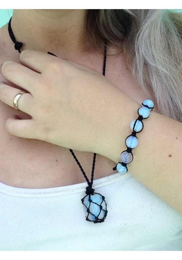 Conjunto Pedra da Lua - Colar + Shambala