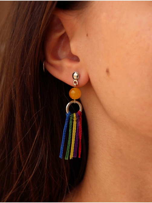 Conjunto Pulseira + Brinco Amor Amarelo