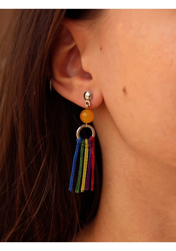 Conjunto Pulseira + Brinco Amor Amarelo