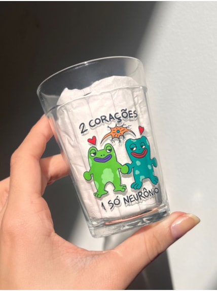 Copo 2 Corações, 1 Só Neurônio - Vidro 190ml