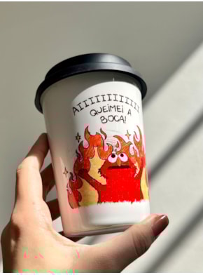Copo Café Queimei a Boca - Cerâmica 325ml