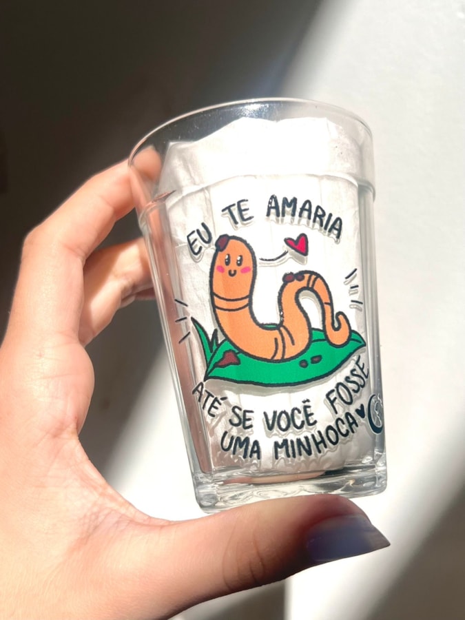 Copo Eu Te Amaria Minhoca - Vidro 190ml — imagem 2