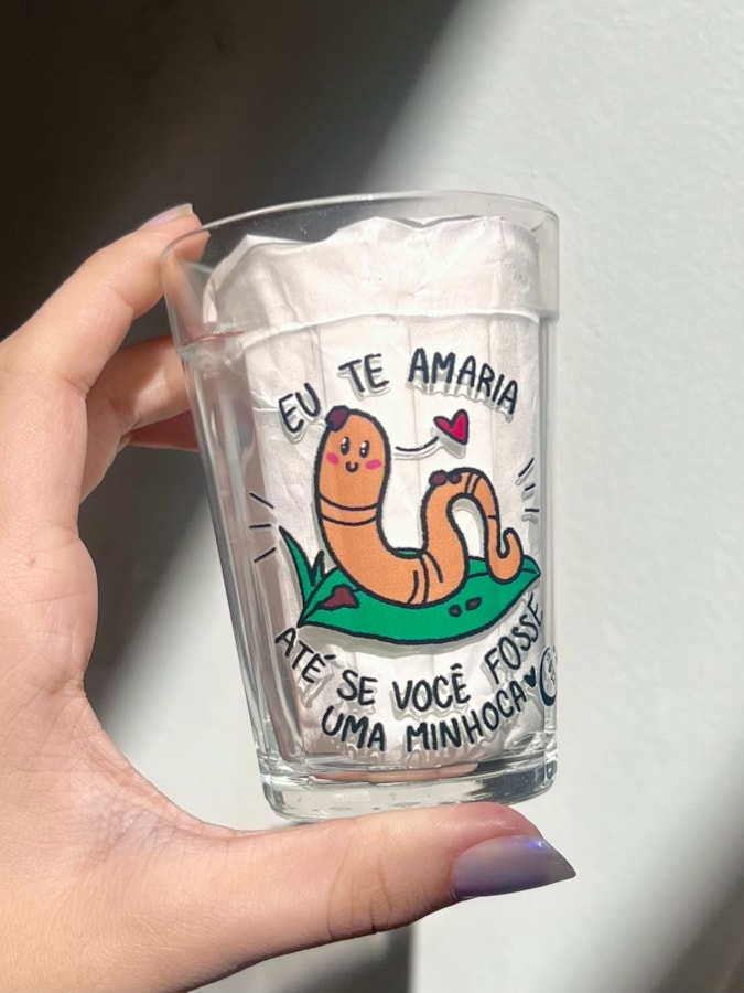 Copo Eu Te Amaria Minhoca - Vidro 190ml — imagem 1