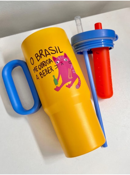 Copo Garrafa Térmica 750ml - Gato Brasil me Obriga