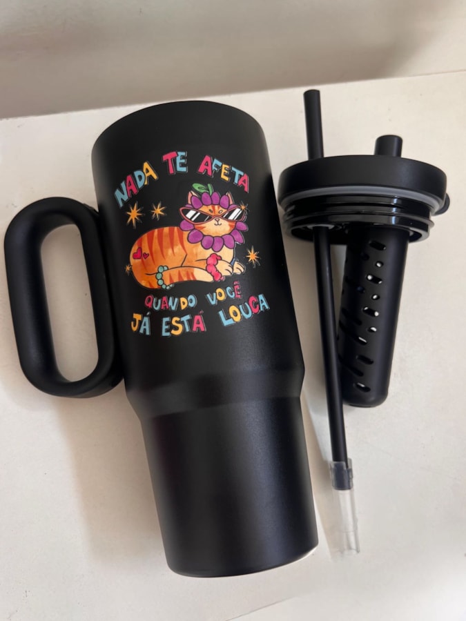 Copo Garrafa Térmica 750ml - Gato nada te afeta — imagem 3