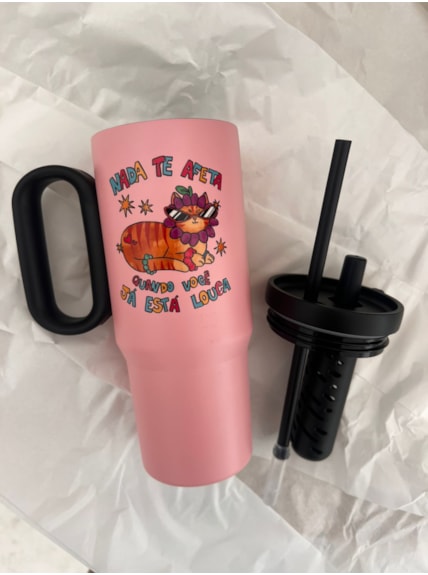 Copo Garrafa Térmica 750ml - Gato Rosa