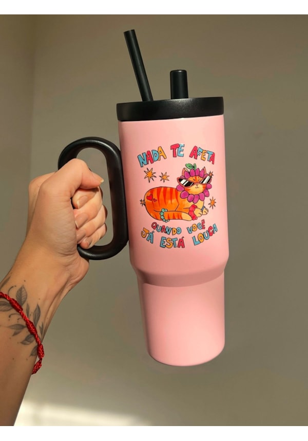 Copo Garrafa Térmica 750ml - Gato Rosa