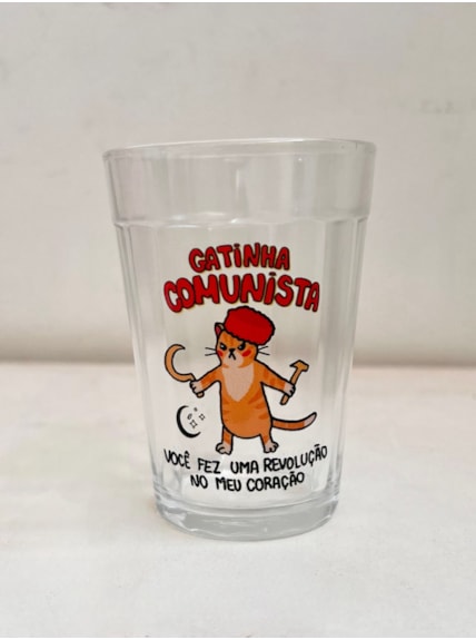 Copo Gatinha Comunista - Vidro 190ml