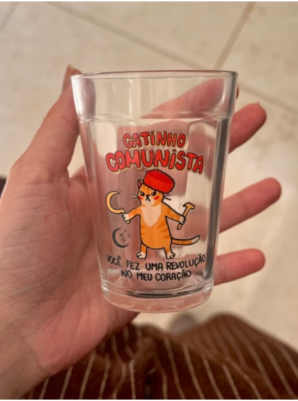Copo Gatinho Comunista - Vidro 190ml