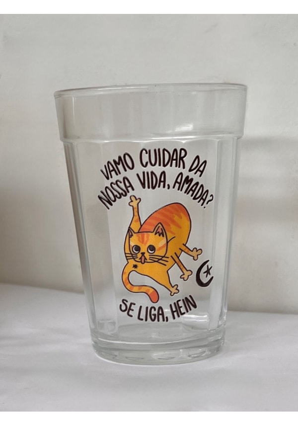 Copo Gato Cuidar da Vida - Vidro 190ml