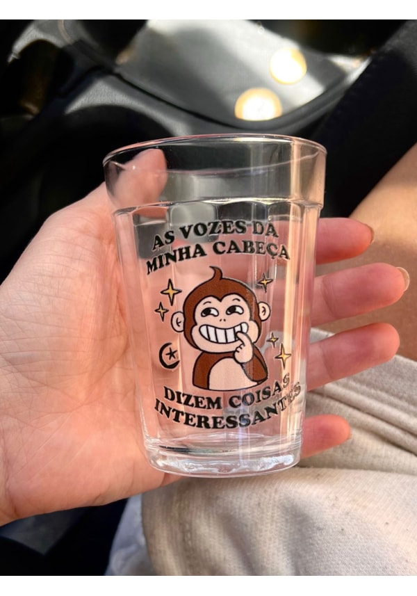 Copo Macaco Vozes da minha cabeça - Vidro 190ml