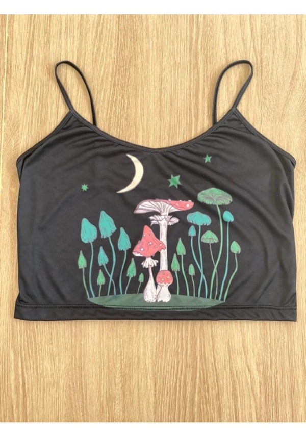 Cropped Alça Cogumelos