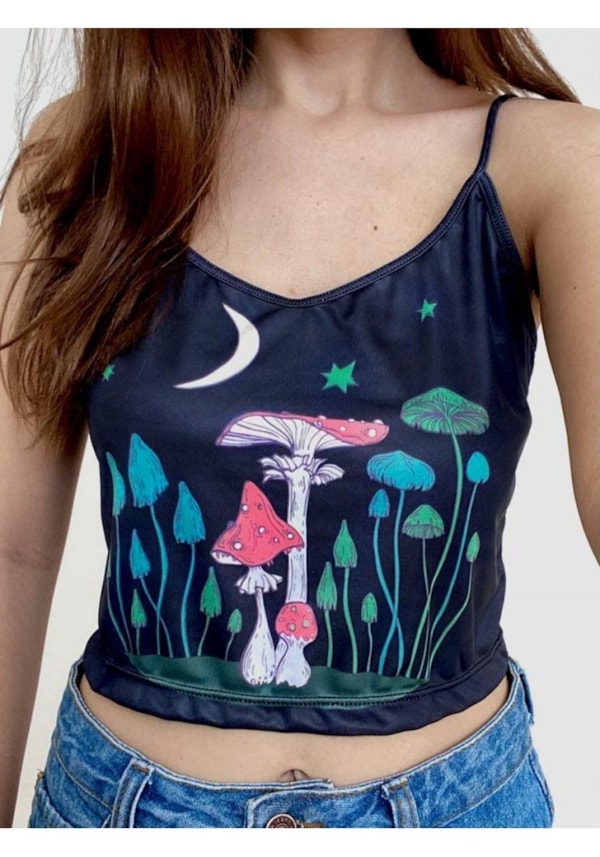 Cropped Alça Cogumelos