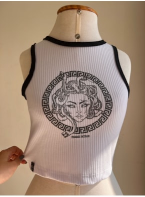 Cropped Canelado - Medusa - Anos 90 - Branco