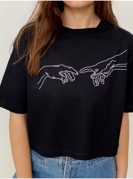 Cropped Comfy "A Criação de Adão"