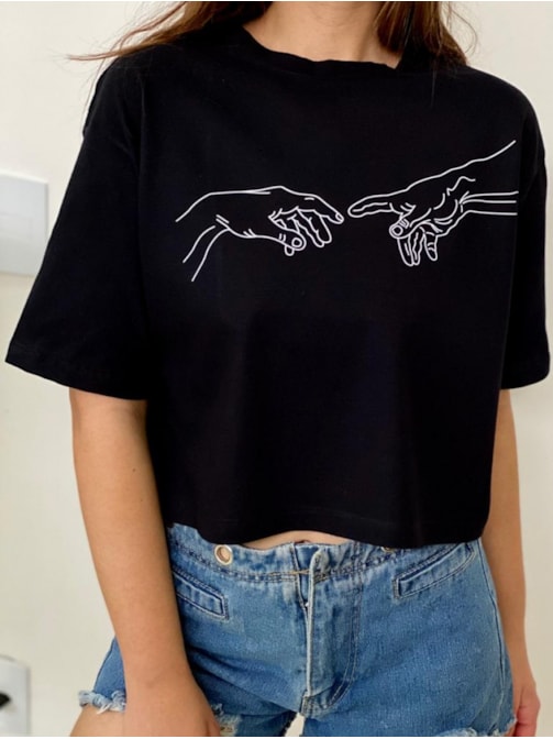 Cropped Comfy "A Criação de Adão"