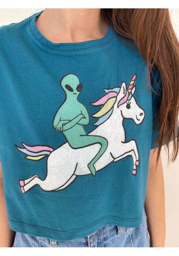 Cropped Comfy Alien Únicornio