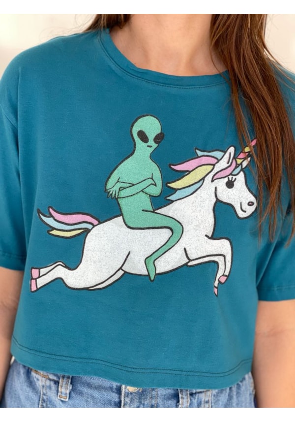 Cropped Comfy Alien Únicornio