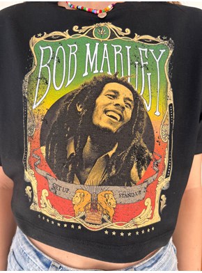 Cropped Comfy Bob Marley - Preto
