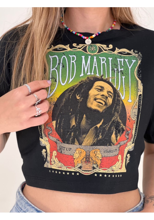 Cropped Comfy Bob Marley - Preto