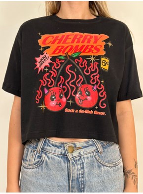 Cropped Comfy Cherry Bombs - Preto