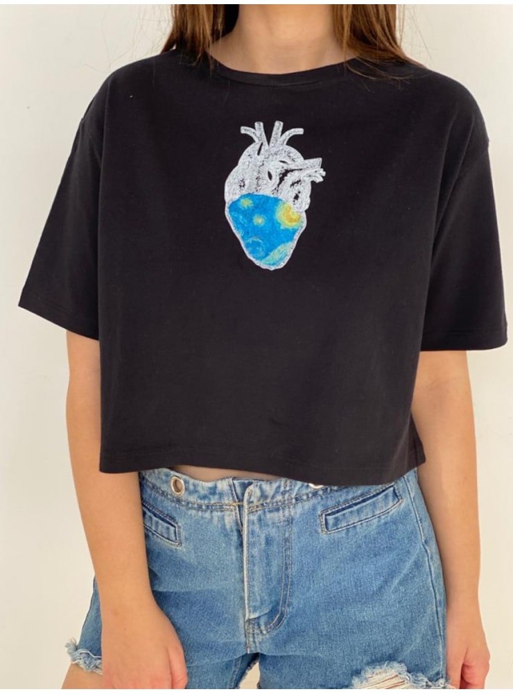 Cropped Comfy Coração de Van Gogh — imagem 1
