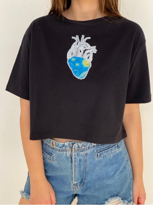 Cropped Comfy Coração de Van Gogh