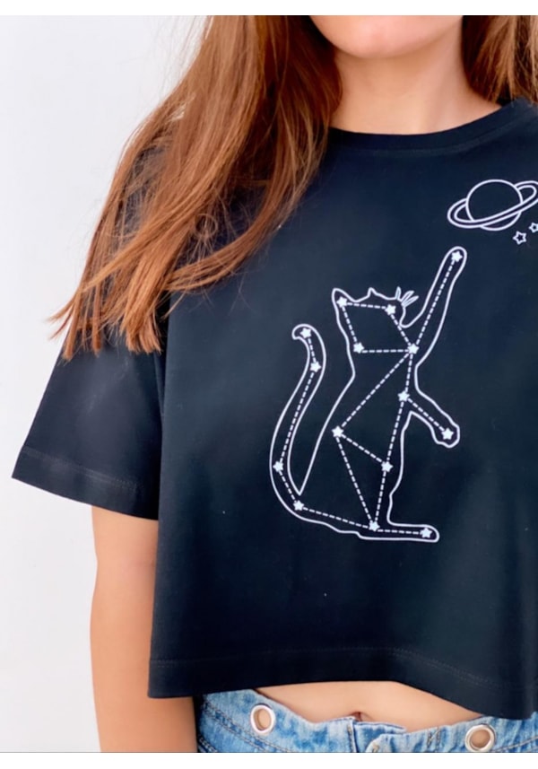 Cropped Comfy Gato Constelação