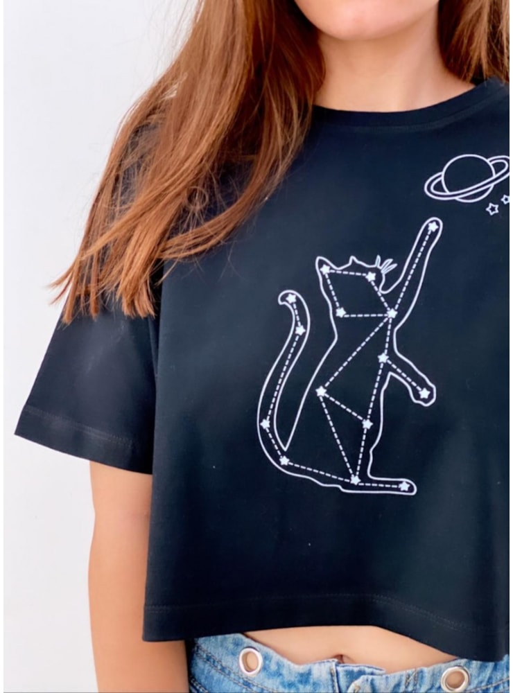 Cropped Comfy Gato Constelação — imagem 2