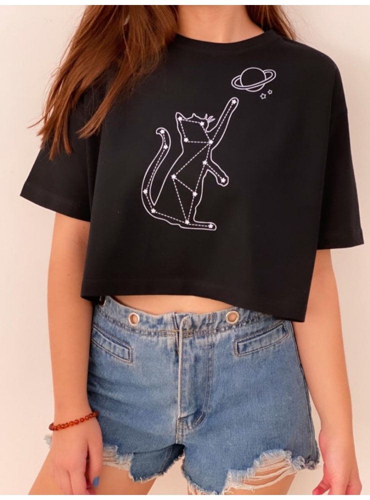 Cropped Comfy Gato Constelação — imagem 1