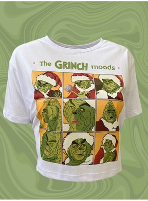 Cropped Comfy Grinch Moods - Branco