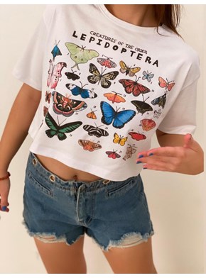 Cropped Comfy Lepidoptera - Branca