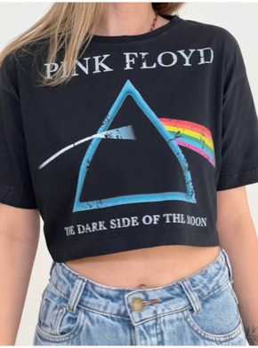 Cropped Comfy Pink Floyd Prisma - Preto