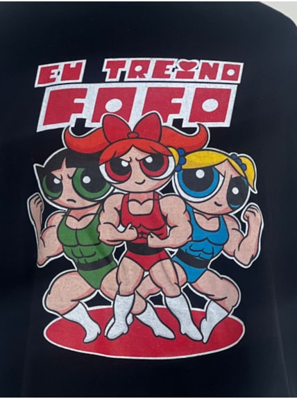 Cropped Comfy Poderosas - Eu treino Fofo - Preto