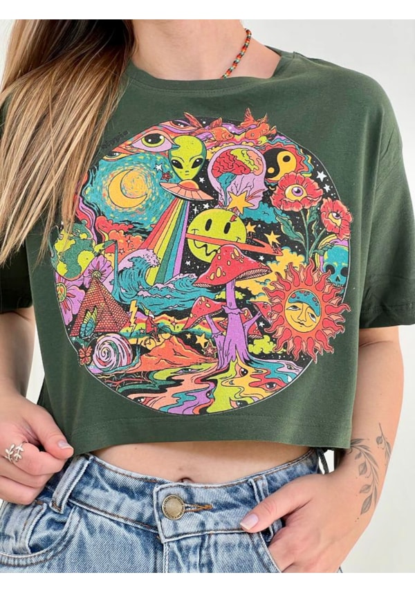 Cropped Comfy Trip Hippie - Verde