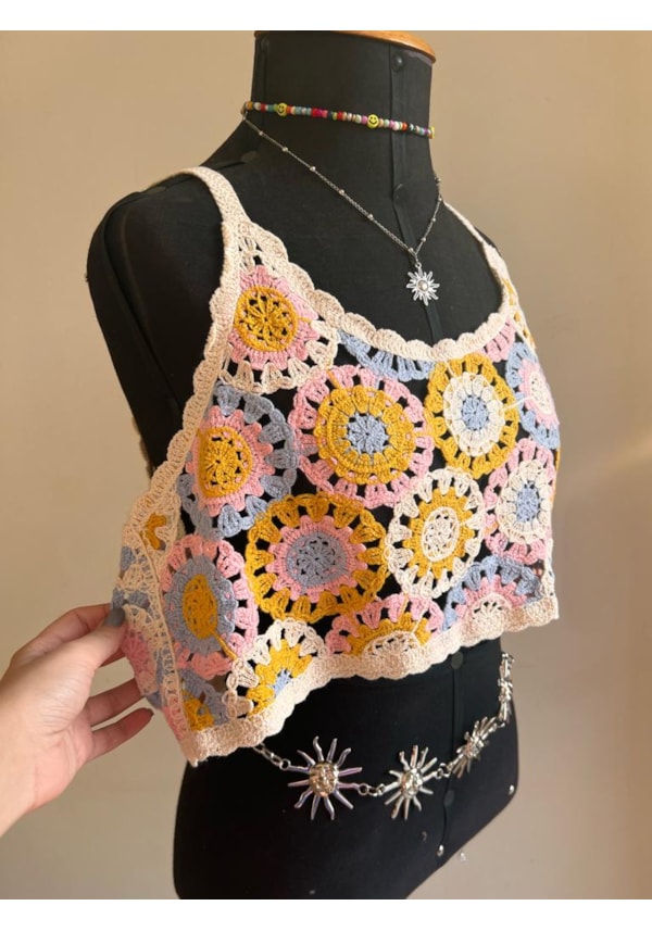 Cropped Crochê Primavera