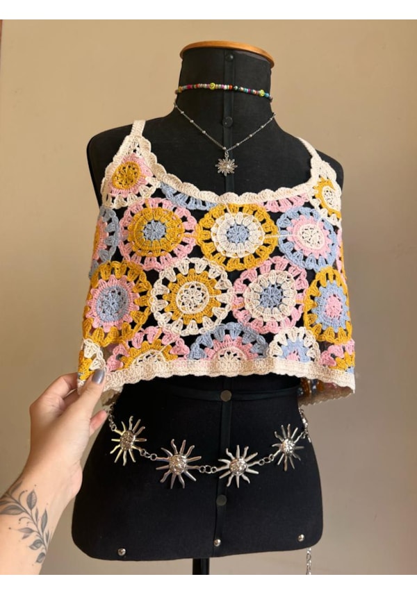 Cropped Crochê Primavera