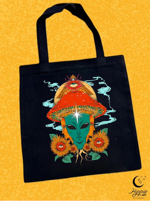 Ecobag Alien Cogumelo - Preta