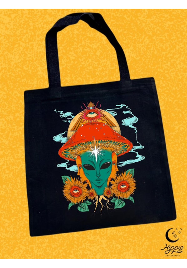 Ecobag Alien Cogumelo - Preta