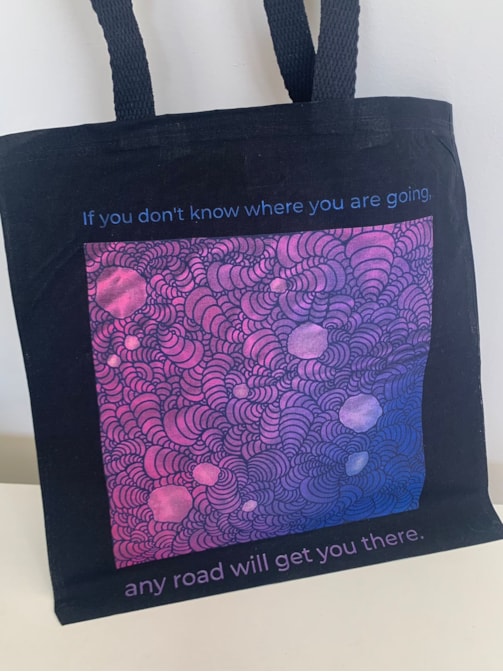 Ecobag Caminhos Roxo - Preta