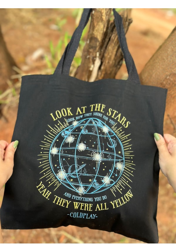 Ecobag Coldplay Stars - Preta