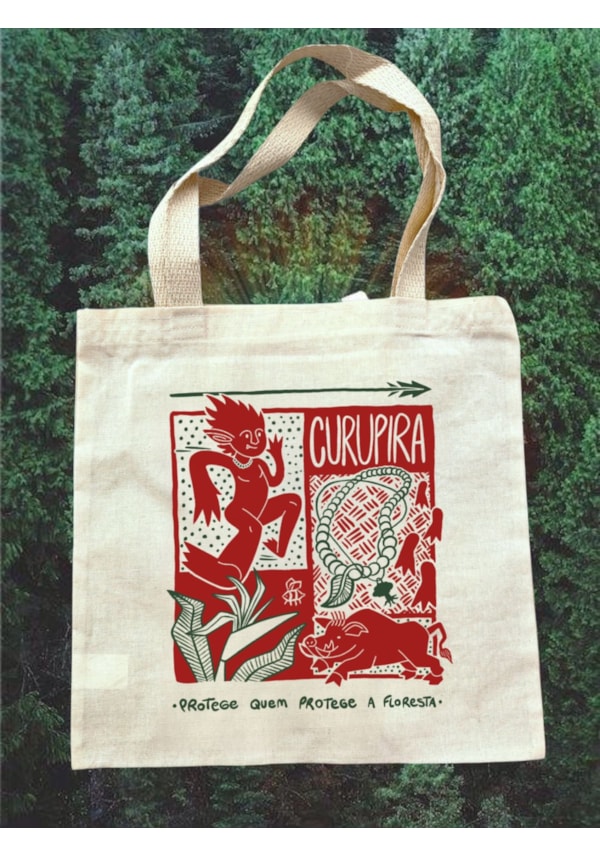 Ecobag Curupira Verde e Vermelho
